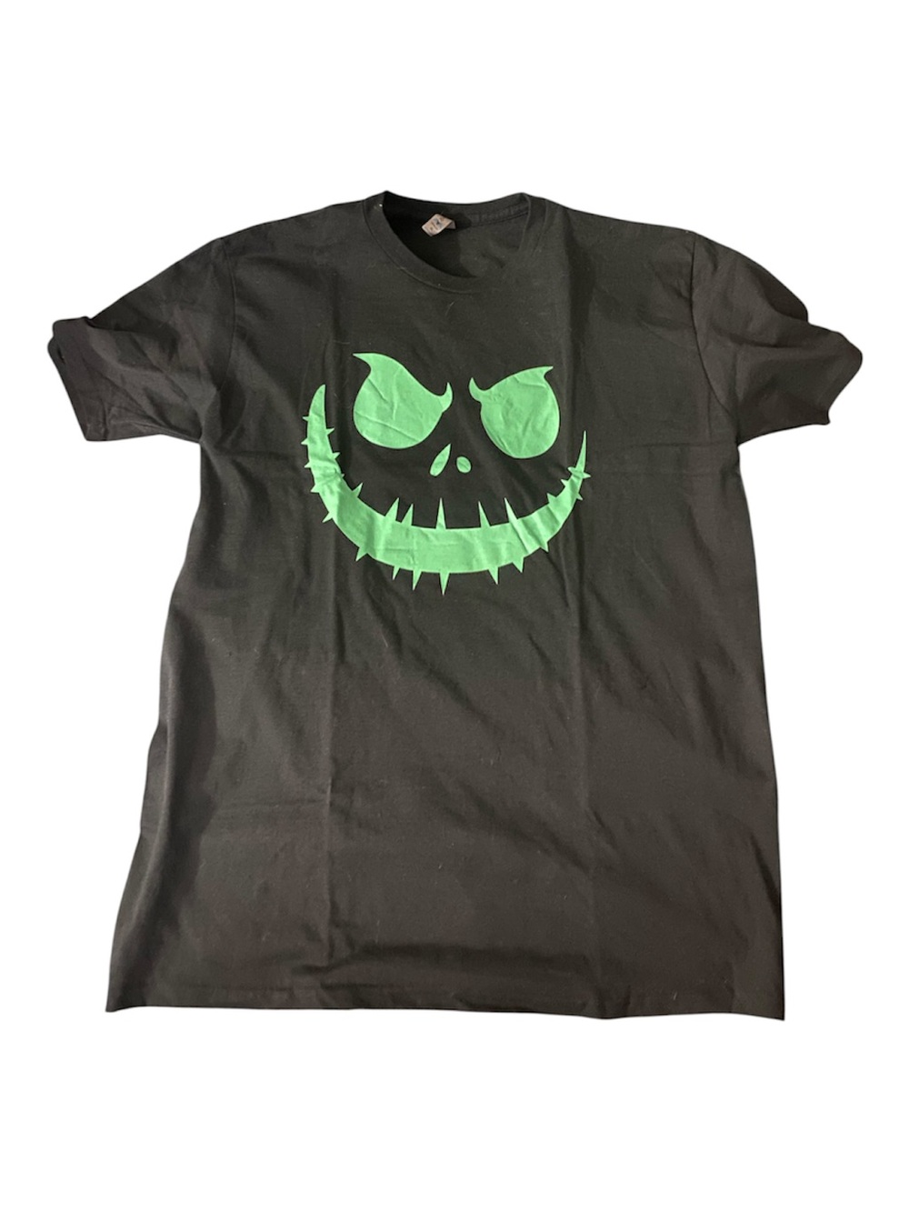 Black T-Shirt with Green Jack Smiley Graphic - Men Size XL Halloween